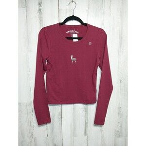 Aeropostale Seriously Soft Long Sleeve Baby Tee Burgundy Deer Medium